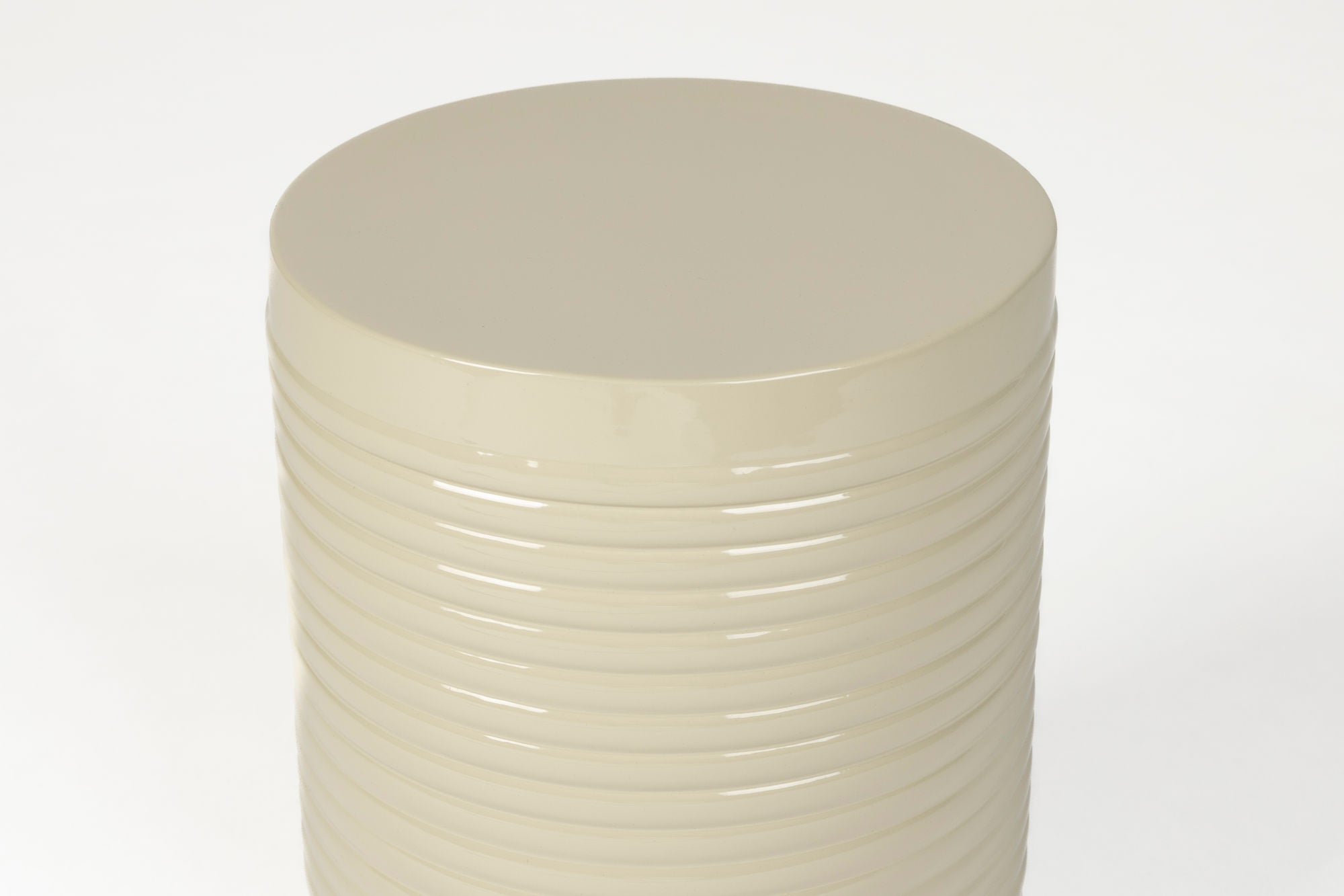 Sven Ribbed Ivory Drum Side Table Small